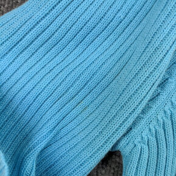 The Quacker Factory Sweater Womens Large Blue Full Zip Ribbed Knit Short Sleeve - Picture 7 of 12